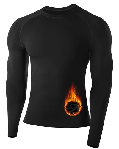 Runhit Men's Thermal Compression Shirt Fleece Lined Long Sleeve Thermal Shirts Athletic Base Layer Top Cold Weather Gear
