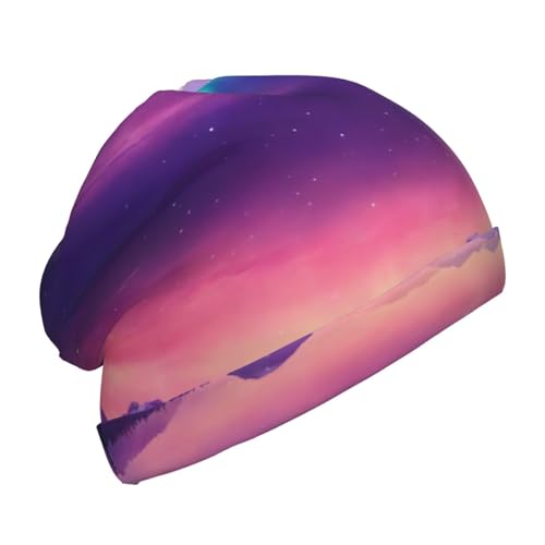 Bkdogkt Dark Northern Lights Print Beanie Hat Soft Thermal Cap Winter Headwear for Cold Indoor Outdoor Activities