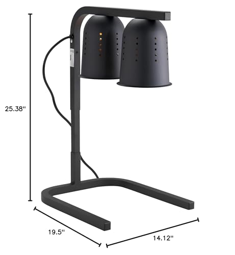 Kratos Commercial Bulb Warmer, Two Bulb Heat Lamp for Food, Black, 120V, 500 Watts, Countertop Electric Food Warmer for Restaurants (31M-004)