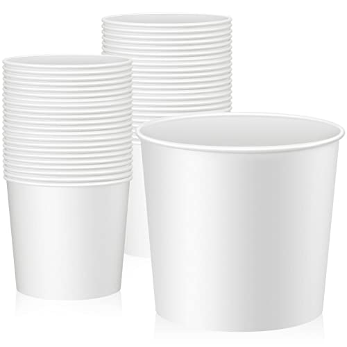 Hoolerry 50 Pcs Disposable Paper Bucket 85 oz White Cardboard Ice Bucket Bulk Ice Holder for Party Food Container Supplies