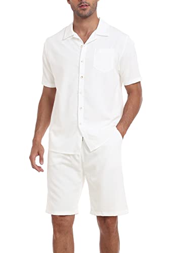 MoFiz Men's Track Suits 2 Piece Short Set Outfits Casual Beach Coolest Lightnes Button Shirts Short Suits Summer S-3XL