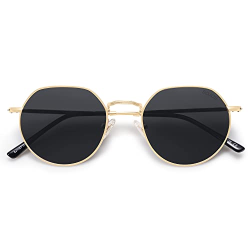 SOJOS Round Polygon Polarized Sunglasses for Women Men Retro Classic Vintage Panto Octagonal Shades SJ1157