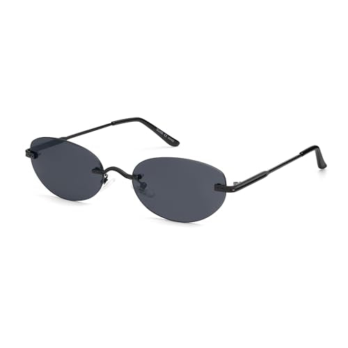 SOJOS Retro Small Oval Sunglasses Womens Trendy Rimless Sun Glasses Vintage Narrow Shades SJ1242