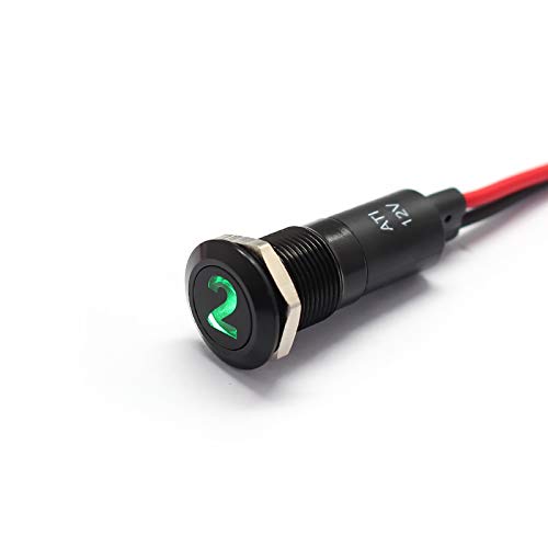 Alpinetech 12V LED Metal Signal Indicator Pilot Dash Light, 12mm, 1/2in, Pack of 2, Color: 2