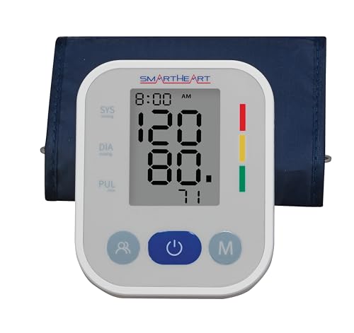 SmartHeart Blood Pressure Monitor | Wide Range Arm Cuff | 2-Person Memory | 198 Total Reading Storage | Excessive Movement...