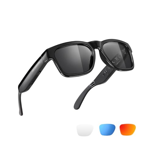 OhO Smart Glasses,Polarized Sunglasses with Bluetooth Speaker,Athletic/Outdoor UV Protection and Voice Control,Unisex(Grey...