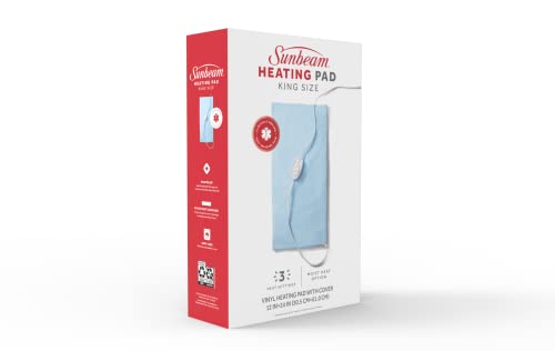 Sunbeam XL Heating Pad for Back Neck and Shoulder Pain Relief with Sponge for Moist Heating Option Extra Large 12 x 24" Blue