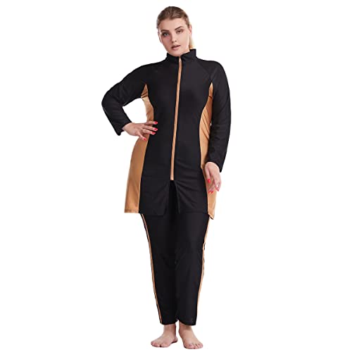 Plus Size Muslim Swimsuits for Women Modest Islamic Swimwear Burkini Full Cover Hijab Top Pants 3PCS Fat Bathing Suits