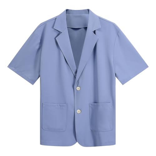 Cloudstyle Mens 2 Piece Top Shorts Matching Set Solid Button Up Summer Beach Casual Outfits