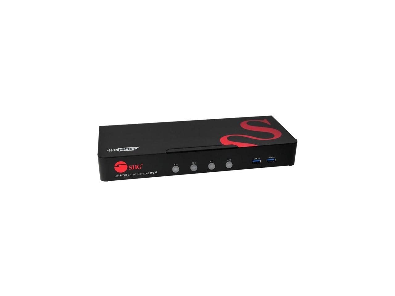 Siig 4-Port Hdmi 2.0 4K Hdr Kvm Switch Smart Console With Usb 3.0 Multi-Media (Ce-H25611-S1)