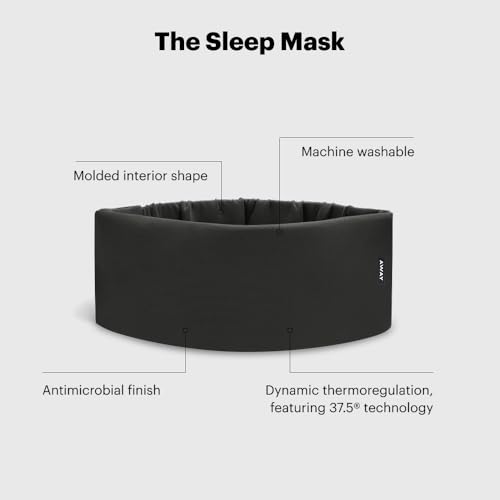 Away Sleep Mask - Premium Thermoregulating Eye Mask for Sleeping & Travel,100% Blackout, Soft, Contoured, Packable, Hidden Earplug Pocket, Jet Black