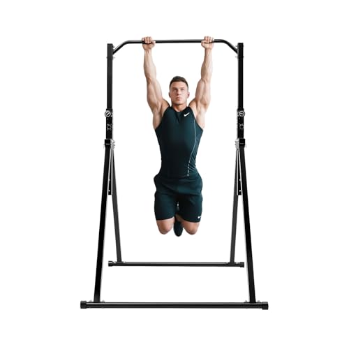 YUMIONB Power Tower Pull Up Bar Station Workout Dip Station, 440lbs Height Foldable Dip Station Pull Up Bar Free Standing ...
