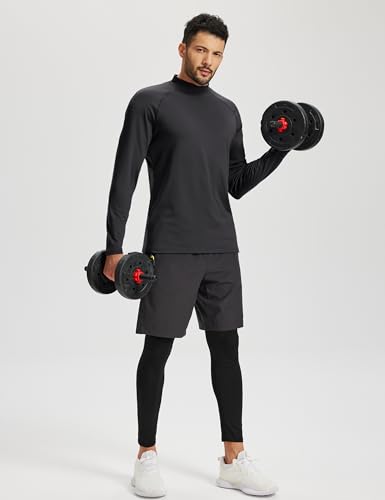 TACVASEN Mens Thermal Fleece Shirt Mock Turtle Neck Base Layer Long Sleeve Athletic Warm Undershirt Winter Running Tops