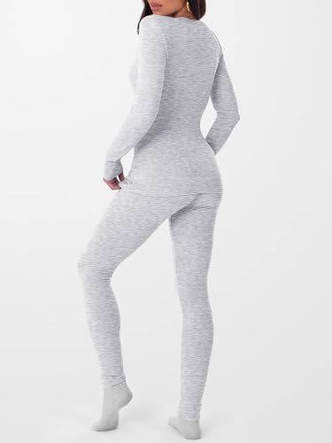 ANRABESS Thermal Underwear for Women Long Johns Fleece Lined Base Layer Pajama Set Cold Weather Top Bottom Winter Clothing