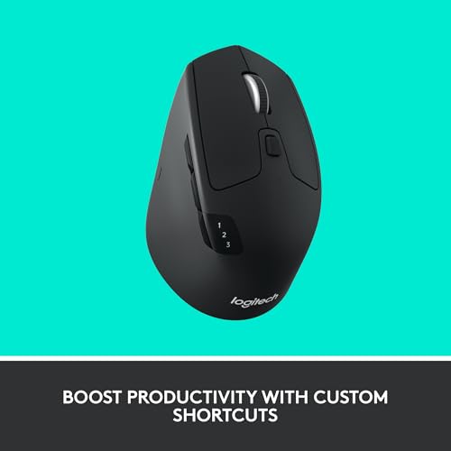 Logitech M720 Triathlon Wireless Mouse, Bluetooth, USB Unifying Receiver, 1000 DPI, 6 Programmable Buttons, 2-Year Batter...