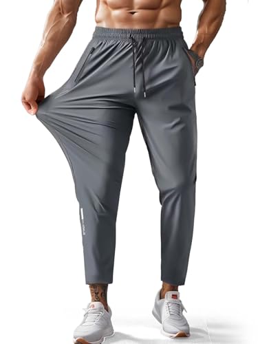 Hidkat Men's Hiking Pants Quick-Dry Lightweight Sweatpants Outdoor Fishing Pants Water Resistant with Zipper Pockets