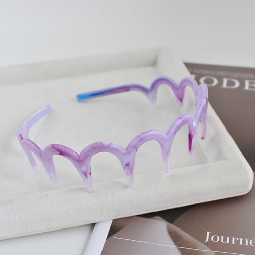 Spenlly 2Pcs Zig Zag Headbands for Women Girls, Plastic Shark Tooth Hair Comb Fashion Non Slip Teeth Hair Accessories (Pin...