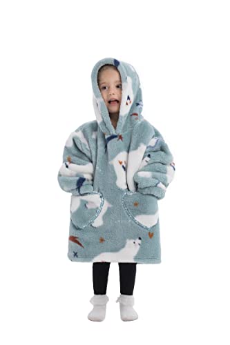 Pterygoid Wearable Blanket Hoodie for Kids,Toddler Oversized FLeece Hooded Sweatshirt with Pocket for Children Girls Boys