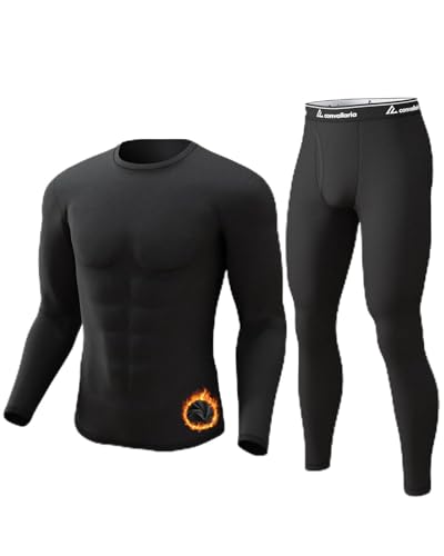 CL convallaria Long Johns Thermal Underwear for Men Soft Fleece Lined Base Layer Cold Weather Top Bottom Gift Set