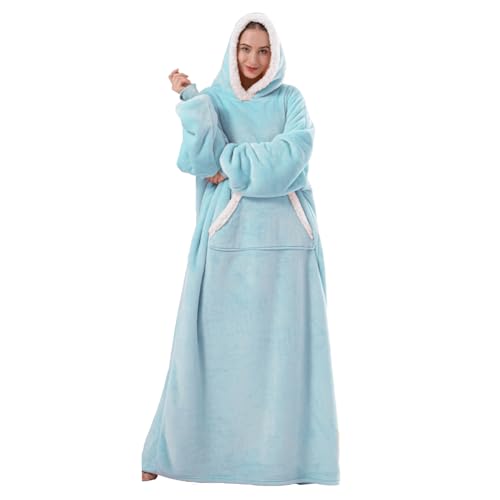 Sioloc Wearable Blanket Hoodie for Women/Kids/Men, Oversized & Cozy Sherpa Lined Hoodie Sweatshirt Blanket(Baby Blue,Overs...