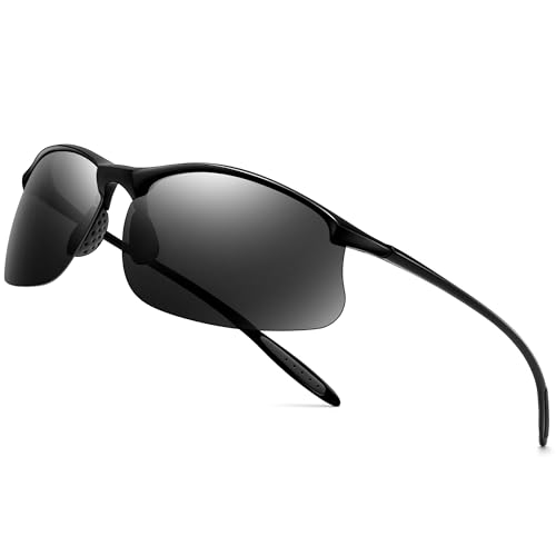 SUNGAIT Ultra-light Sports Sunglasses for Men Semi-Rimless Polarized Fishing Running Cycling Driving UV400 Protection TR90