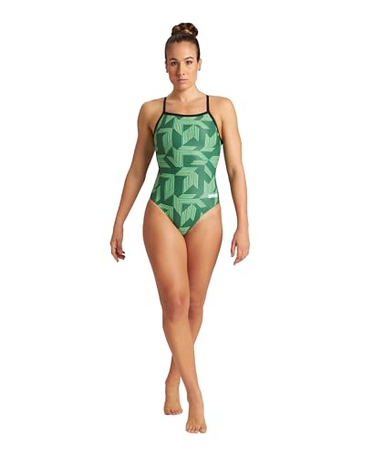 ARENA Performance Girls' Puzzled Team Print Light Drop Back Youth Bathing Swimsuit