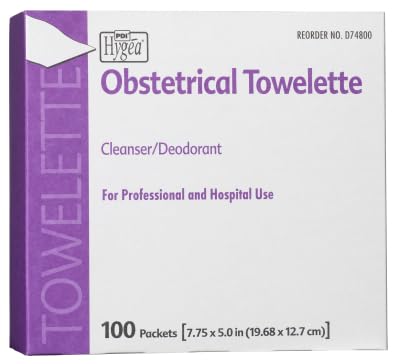 Hygea Obstetrical Towelette, Postpartum Care, Feminine Personal Cleansing Wipe, With Benzalkonium Chloride, Individually Wrapped, 100 Wipes Per Box