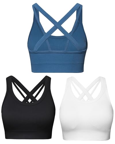 Sports Bras for Women HIigh Support, Criss-Cross Back Padded Strappy High Impact Sports Bras for Women Large Bust