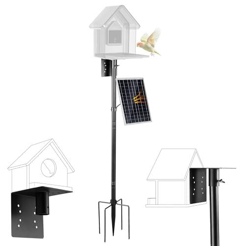 Vakiav Bird House Pole Kit, Heavy-Duty Adjustable Pole for Outdoors with 5 Prongs Base,Metal Universal Support Pole for Bi...