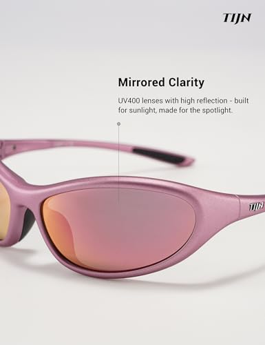 TIJN Sports Sunglasses for Men Women UV400 Wraparound Cycling Running Golf Motorcycle Glasses, Large Outdoor Shades, Vanta