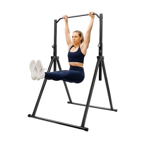 Foldable Power Tower Pull Up Bar, Height Adjustable Dip Station for Home Gym, Multi-Function Fitness Equipment for Strengt...