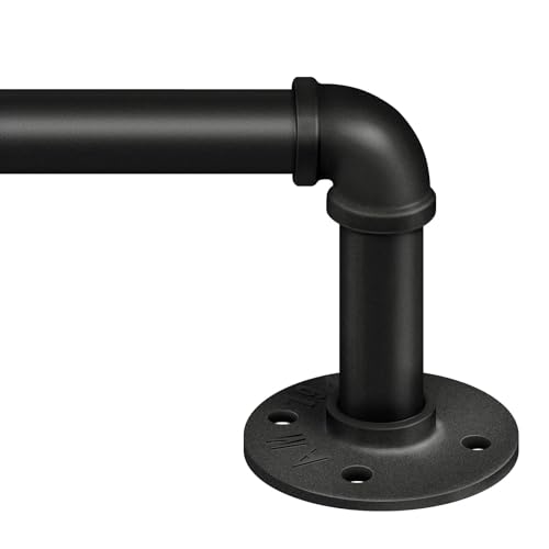 Zeerobee Curtain Rods for Windows 48 to 84, 1 Inch Industrial Wrap Around Black Curtain Rod, Indoor/Outdoor Room Divider A...