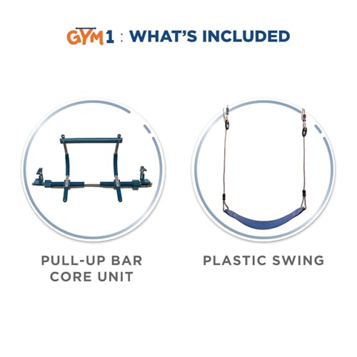 Gym1 Doorway Swing & Pull-Up Bar Gym - Pull-Up Bar Strength Training & Kids Exercise Equipment - Sensory Swing & Rope Ladd...
