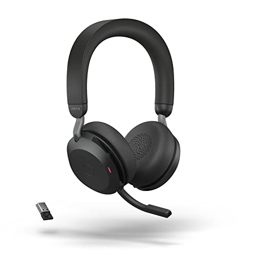 Jabra Evolve2 75 PC Wireless Headset with 8-Microphone Technology - Dual Foam Stereo Headphones with Adjustable Advanced A...