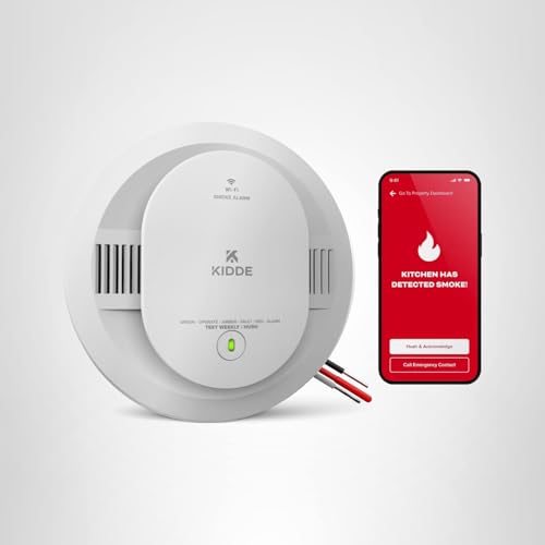 Kidde Hardwired Kidde App Enabled Smart Smoke Detector with AA Backup Battery, Interconnected Alarm