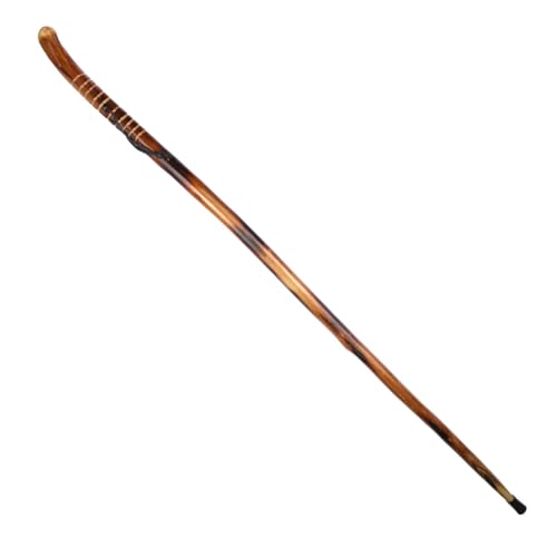 SE Natural Wood Walking Stick with Root Head, Carved Hand Grip, Steel Spike and Metal-Reinforced Tip Cover, 55" - WS631-52RH