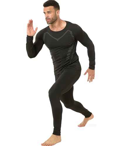 persimar Upgraded Thermal Underwear for Men Long Johns Set for Cold Weather Base Layer Top & Bottom with Fleece Lined