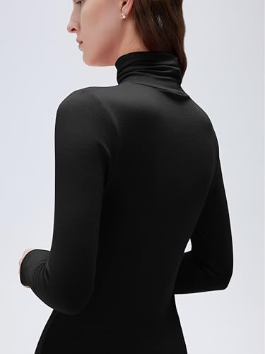 SUUKSESS Women Cashmere Blend Turtleneck Long Sleeve Shirt Fitted Fall Basic Thermal Tops Fall Fashion