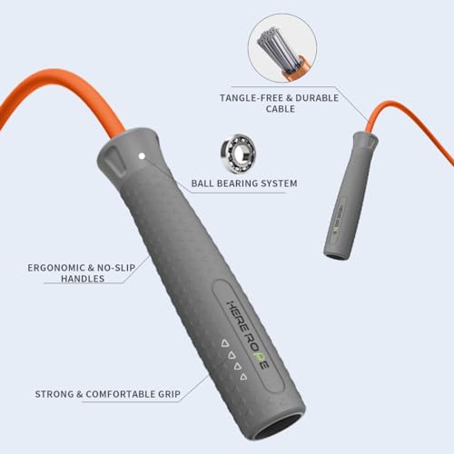 Hererope Weighted Jump Rope, Heavy Jump Rope with Durable 8MM Cable, Ergonomic Grip, Ball Bearing, Adjustable Jump Rope We...