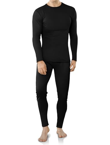 VZV Thermal Underwear for Men Fleece Lined Long Johns for Mens Thermals Top and Bottom Set Soft Base Layer for Winter