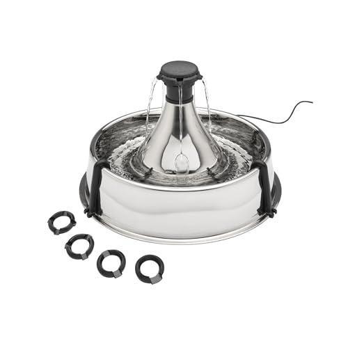 PetSafe Drinkwell Stainless Steel 360 Multiple Pet Fountain - Scratch and Rust Resistant Automatic Water Dispenser for Cat...