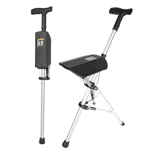 Electric Trekking Hiking Pole Folding Walking Stick with Automatic Foldable Seat Walking Cane Lightweight Aluminum Easy Ca...