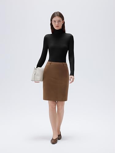 SUUKSESS Women Cashmere Blend Turtleneck Long Sleeve Shirt Fitted Fall Basic Thermal Tops Fall Fashion