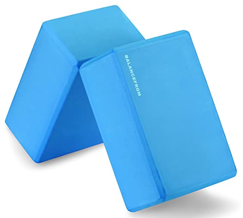 Fitvids All Purpose 1/2-Inch Extra Thick High Density Anti-Tear Exercise Yoga Mat with Carrying Strap and Yoga Blocks, Mul...