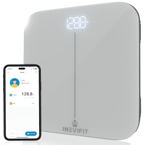 INEVIFIT Bathroom Scale, Highly Accurate Digital Bathroom Body Scale, Measures Weight up to 400 lbs. Includes Batteries