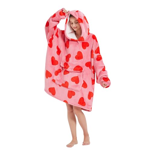 Fiosnow Love Blanket Hoodies for Women and Men Adult Oversize Wearable Blanket Hoodies for Soft and Warm