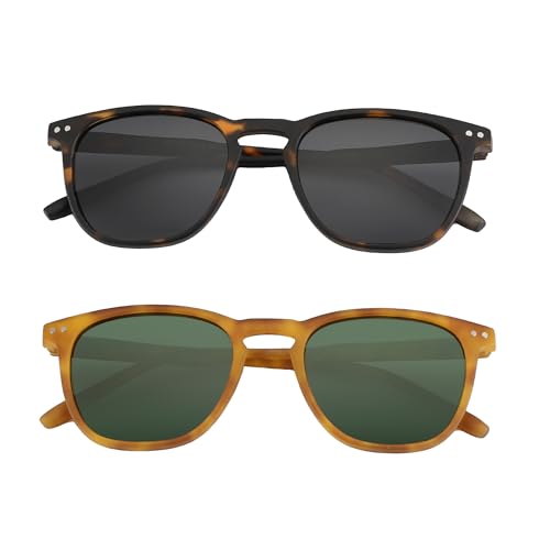 ZENOTTIC Polarized Sunglasses for Women Men: Retro Shades Round | Square Frame UV Protection 2 Pack