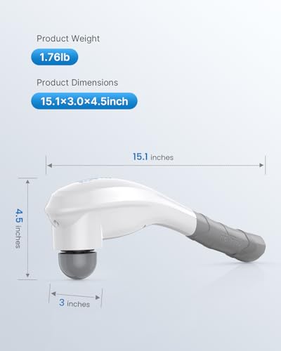 RENPHO Rechargeable Handheld Back Massager, Cordless Electric Neck Massage Tool for Shoulder, Foot, Leg, Calf, Christmas B...