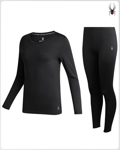 Spyder Womens Thermal Underwear Set - 2 Piece Fleece Lined Moisture Wicking Long Johns for Women Base Layer for Cold Weather