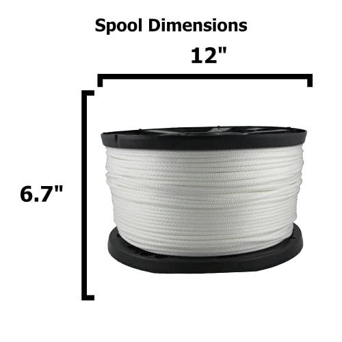 3/16 inch Dacron Polyester Rope - 1000 Foot Spool | Solid Braid - Industrial Grade - High UV and Abrasion Resistance - Low...